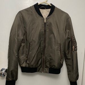 ZARA GREEN GREY BOMBER JACKET